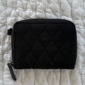 Vera Bradley Small Zip-Around Black Wallet